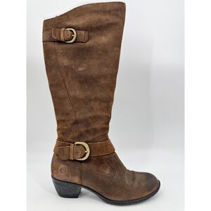 BORN Kylli Distressed Brown Suede Leather Riding Boots Size 9.5